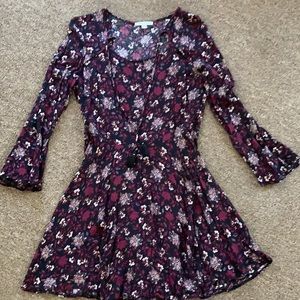 Fall dress with bell sleeves.